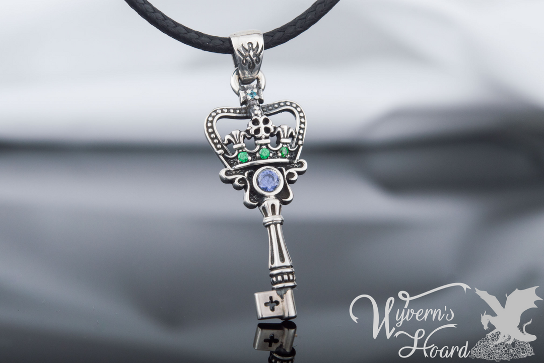 Bejeweled Crown Key Necklace