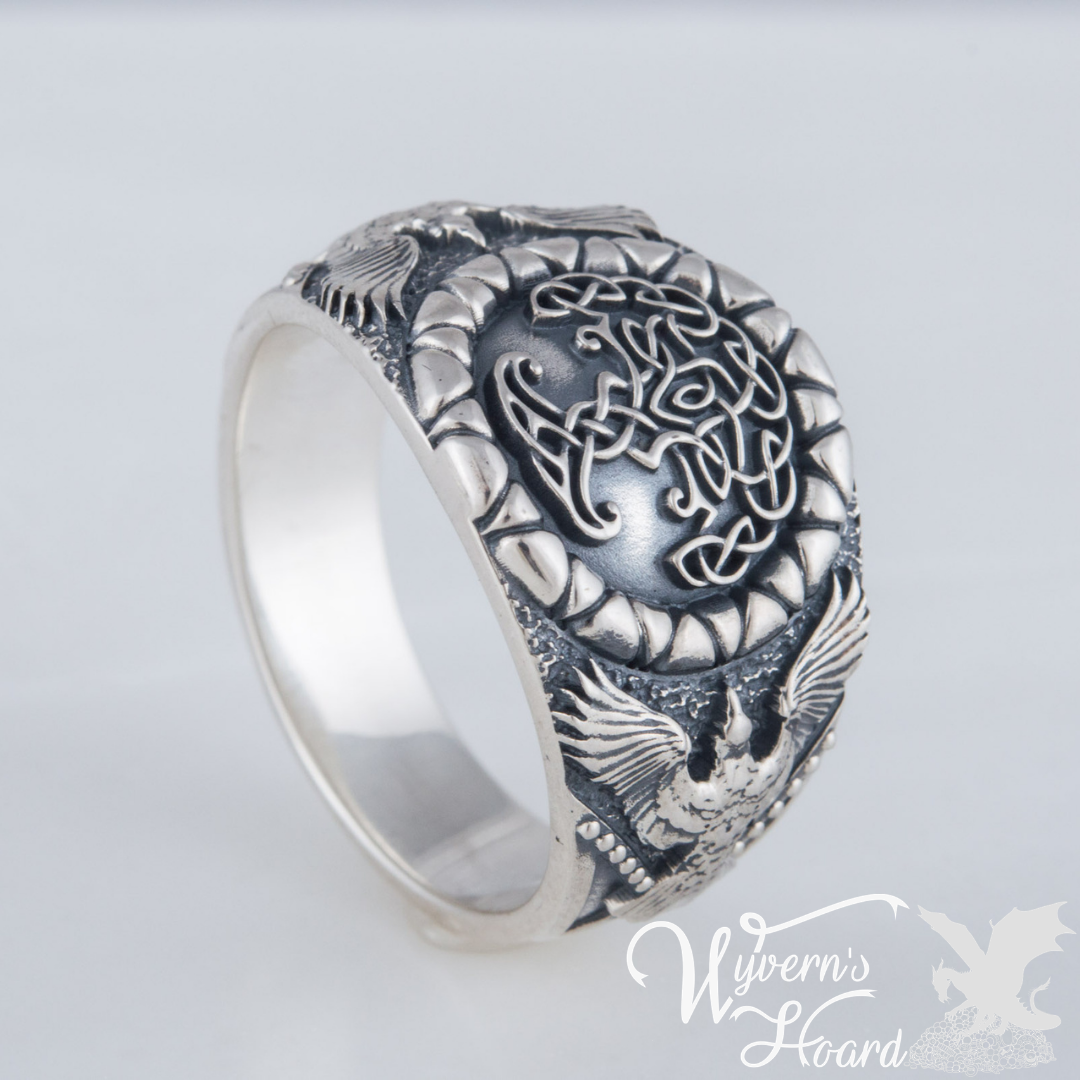 Magnificent Yggdrasil with Odin's Ravens Ring