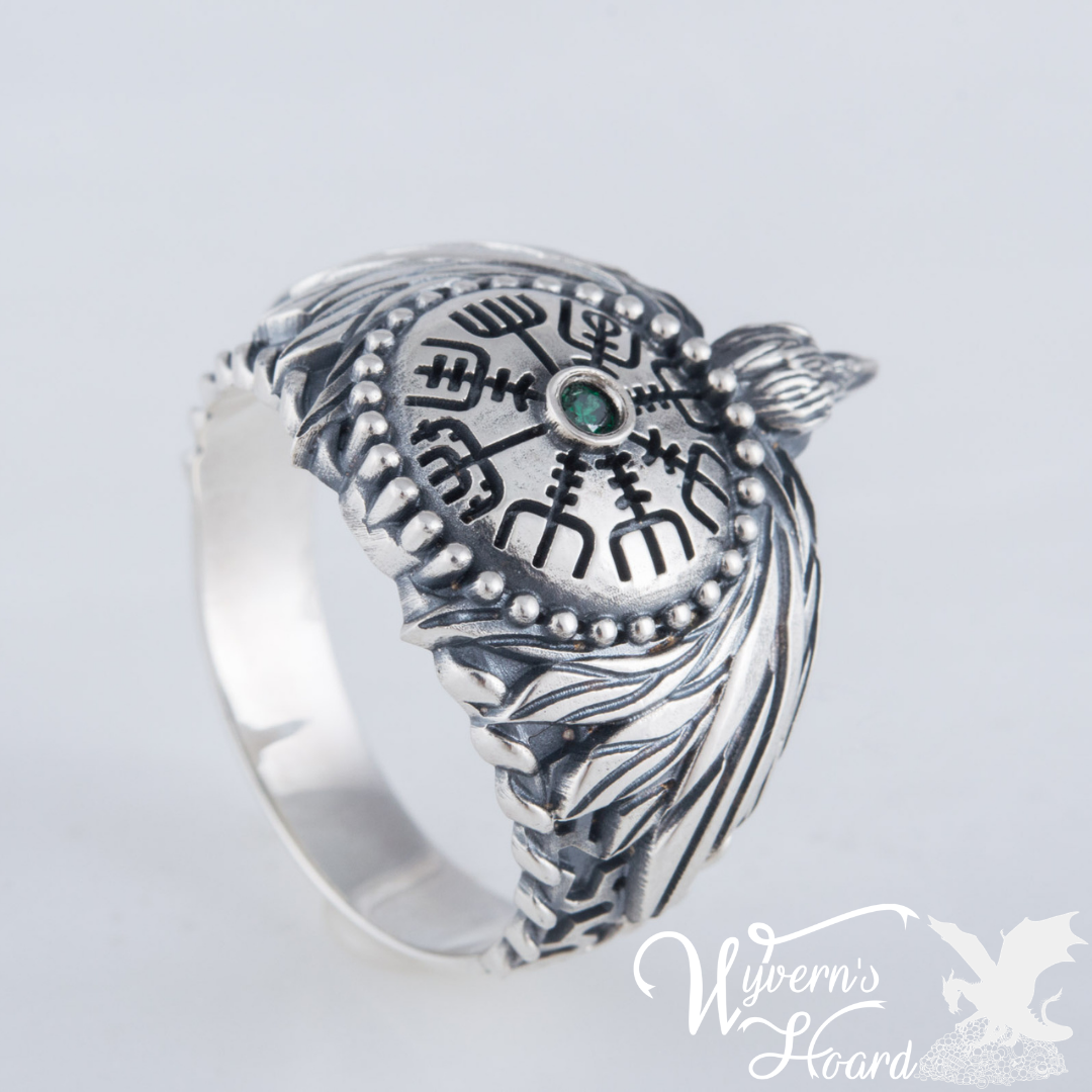 Vegvisir Raven Sterling Silver Ring