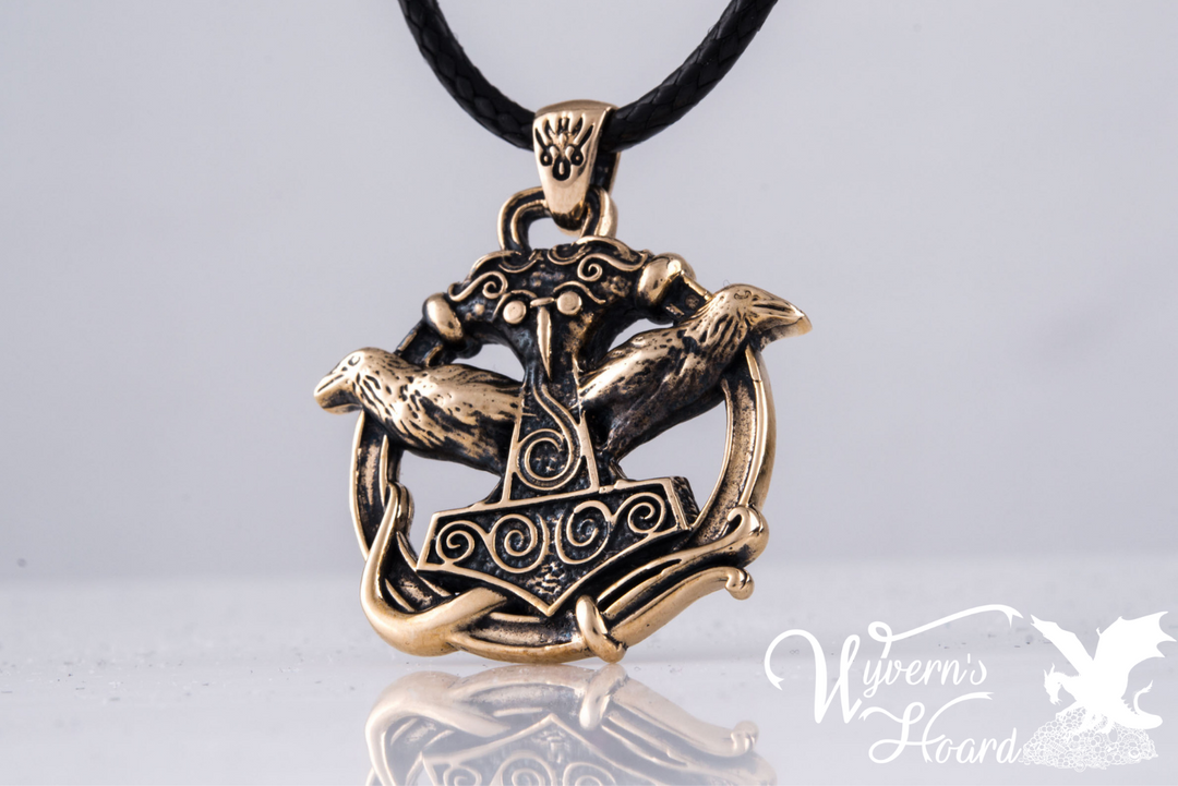 Mjölnir & Odin's Ravens Talisman Necklace
