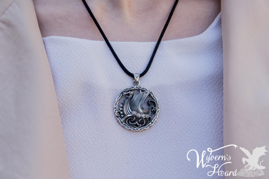 Viking Longship Sterling Silver Necklace - Wyvern's Hoard