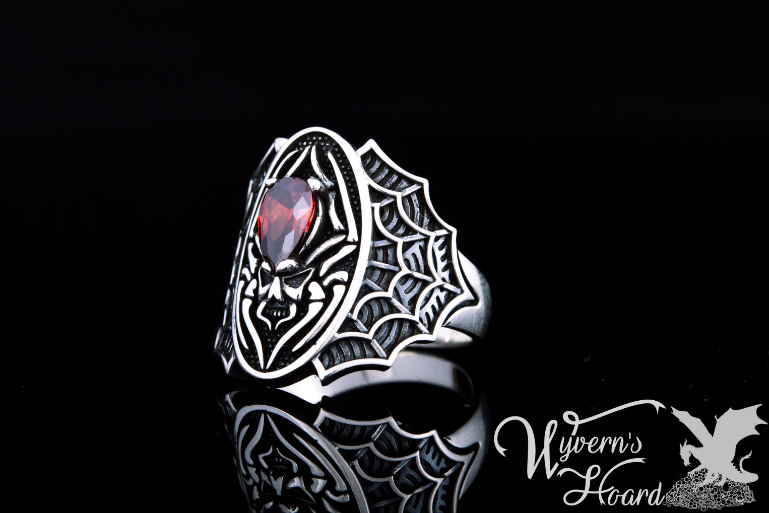 Bejeweled Black Widow Spider Ring