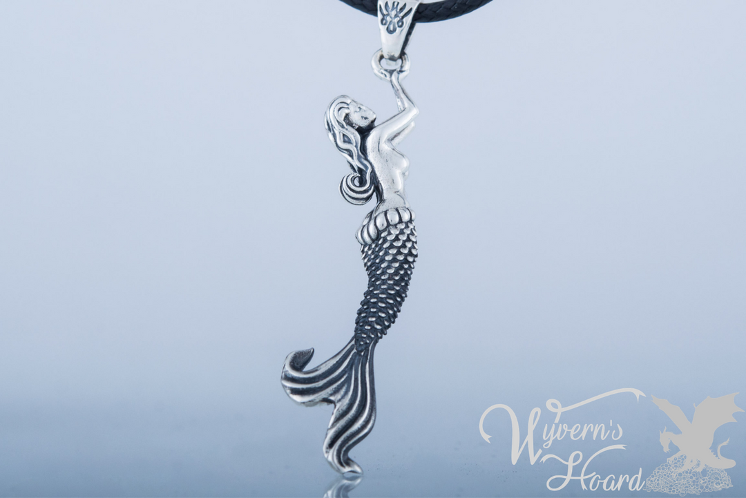 Graceful Mermaid Sterling Silver Necklace - Wyvern's Hoard