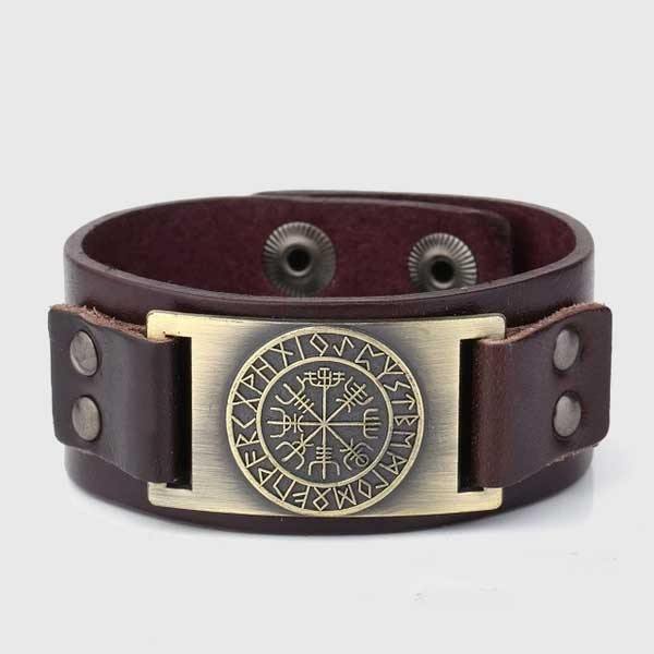 Vegvisir Leather Bracelet - Wyvern's Hoard