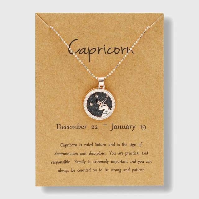 Zodiac Horoscope Rose Gold Necklace