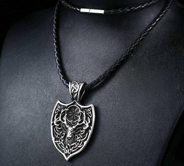 Eikthyrnir Stag Shield Necklace - Wyvern's Hoard