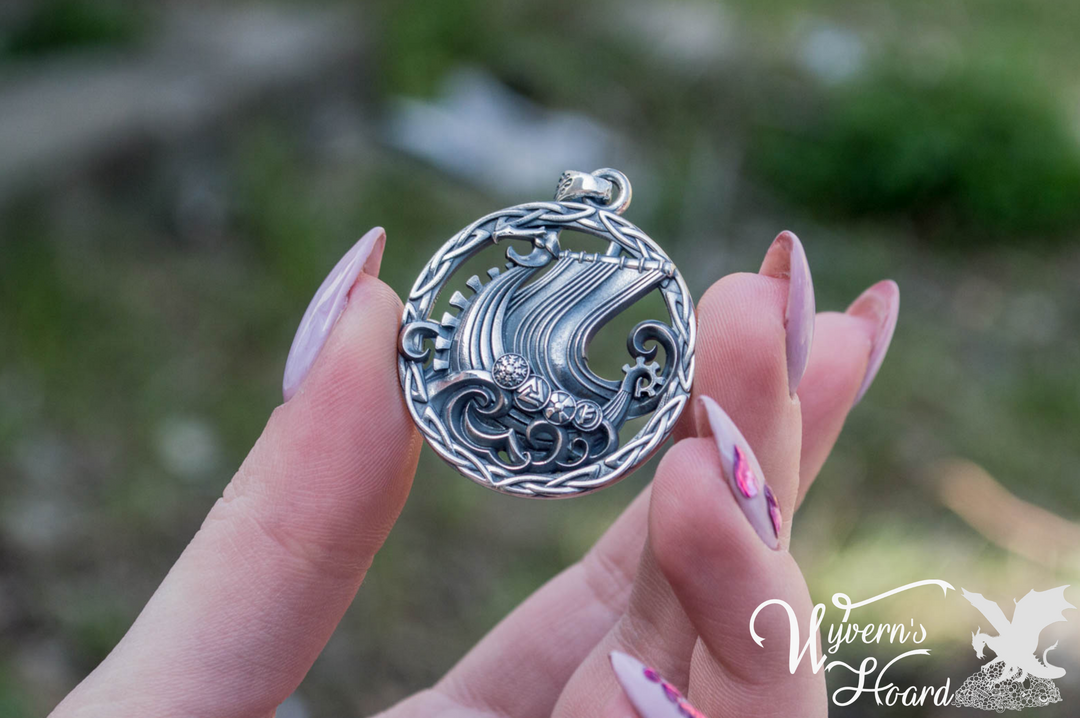 Viking Longship Sterling Silver Necklace - Wyvern's Hoard