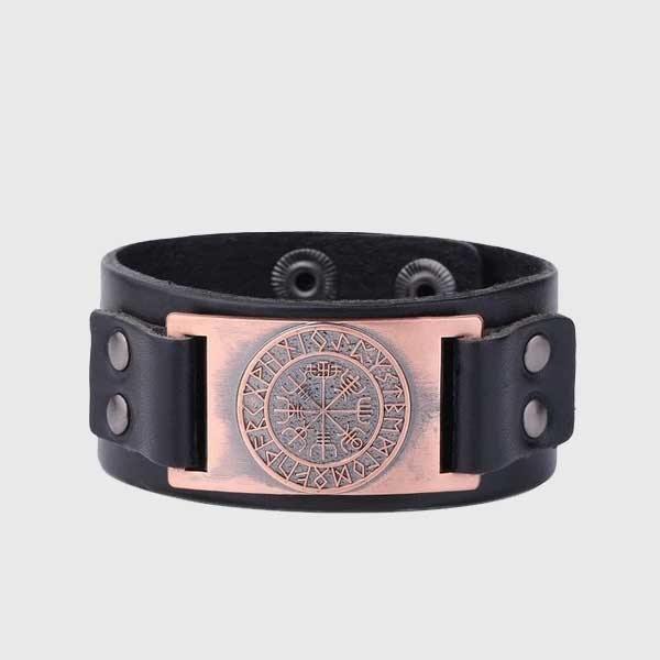 Vegvisir Leather Bracelet - Wyvern's Hoard