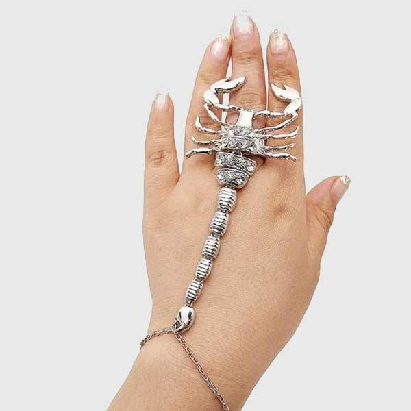 Rhinestone Scorpion Hand Bracelet - Wyvern's Hoard