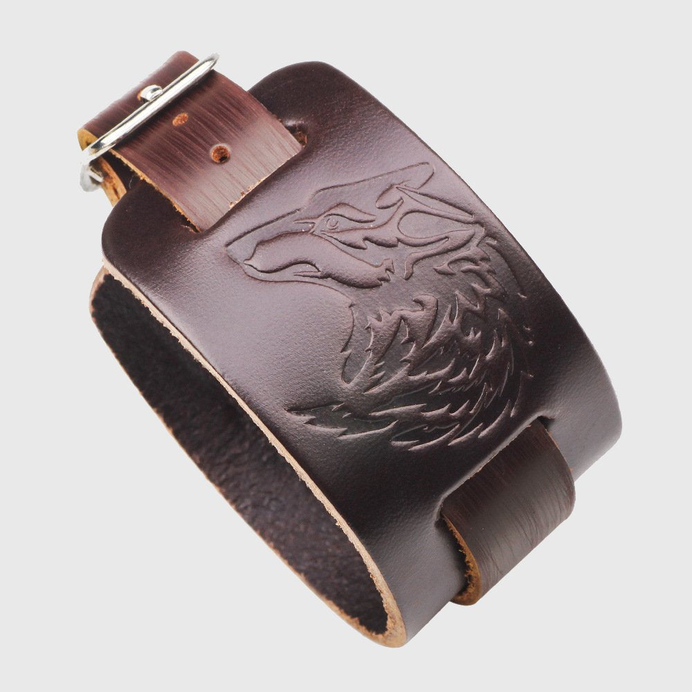 Wolf Sigil Leather Bracelet