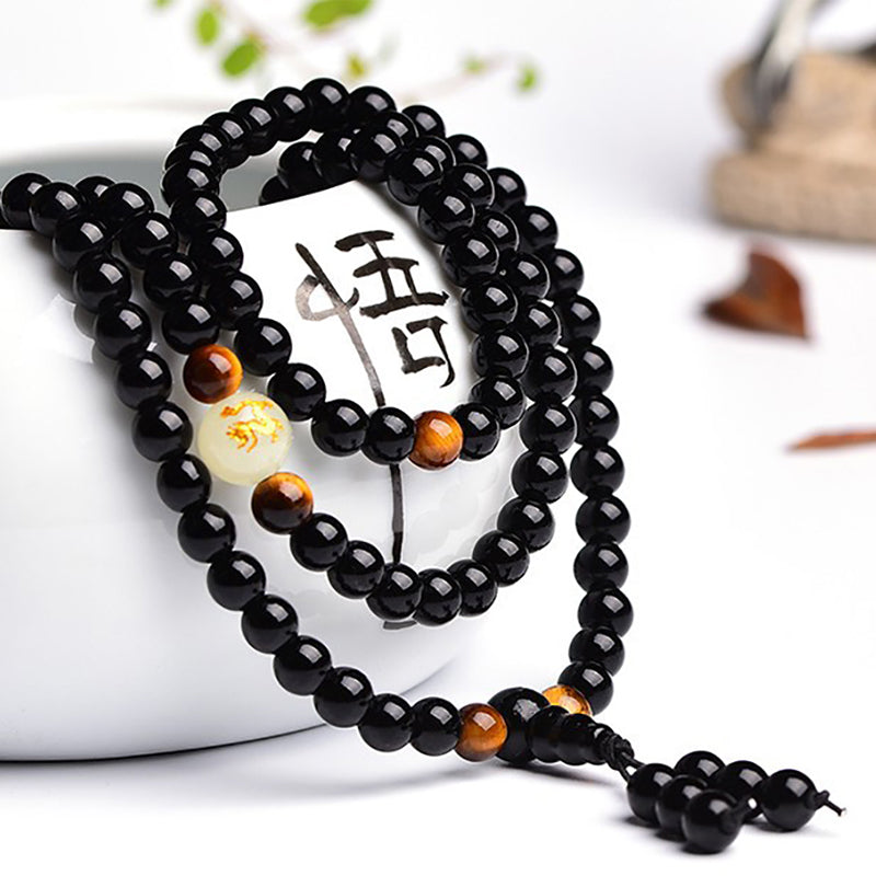 Glow In The Dark Dragon And Tiger's Eye Meditation Beads