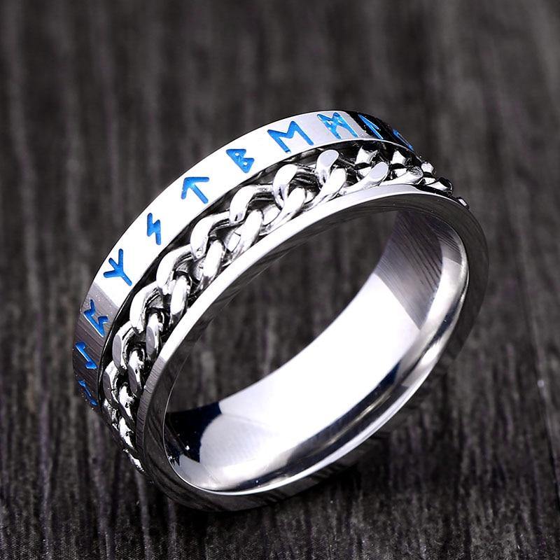 Runic Chain Spinner Ring - Wyvern's Hoard