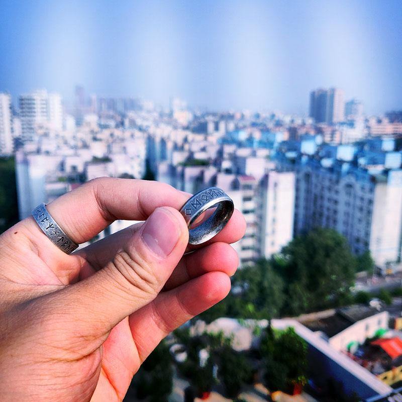 Elder Futhark Stainless Steel Ring - Wyvern's Hoard