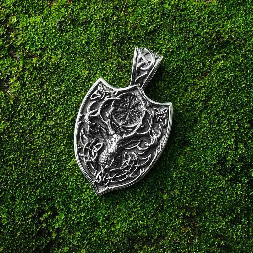 Eikthyrnir Stag Shield Necklace - Wyvern's Hoard