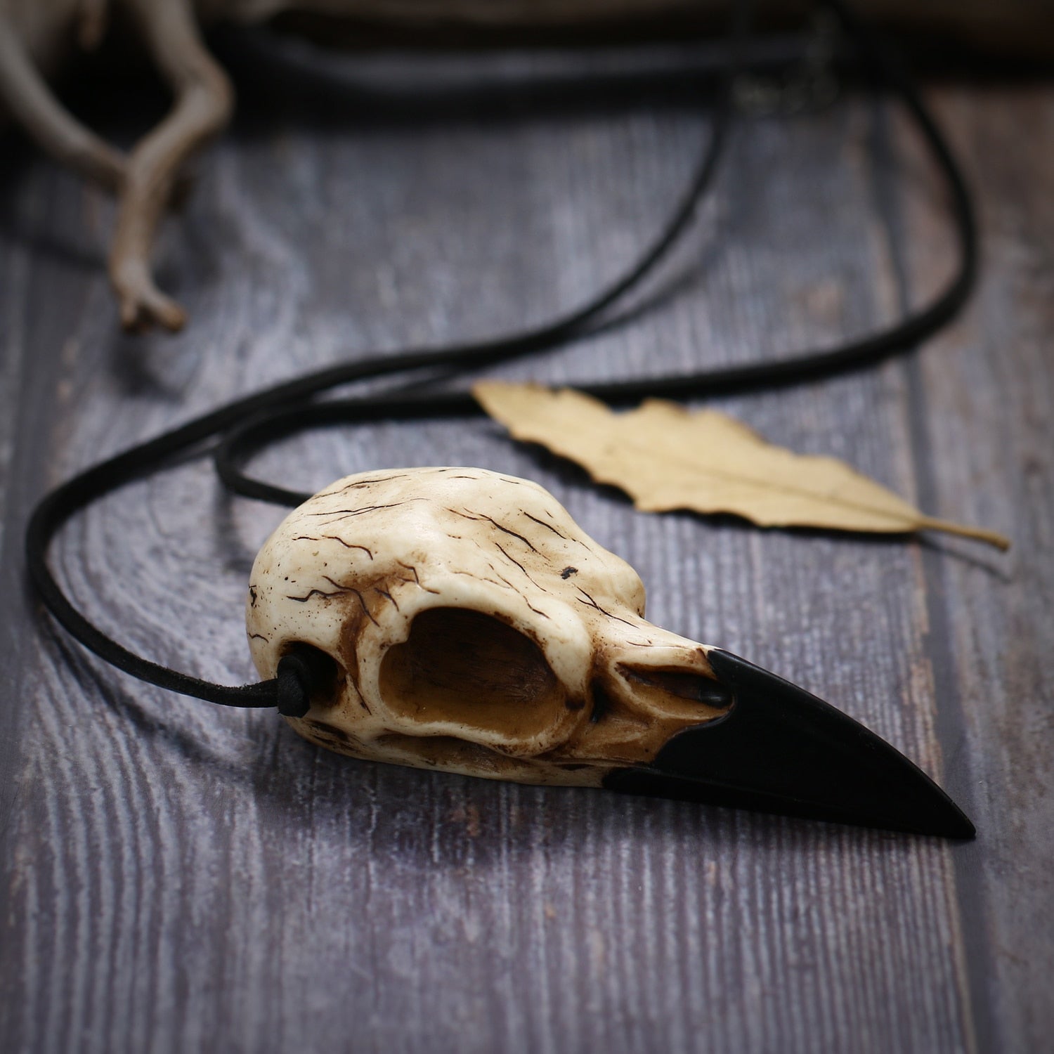The Raven's Skull Necklace And Earrings Set
