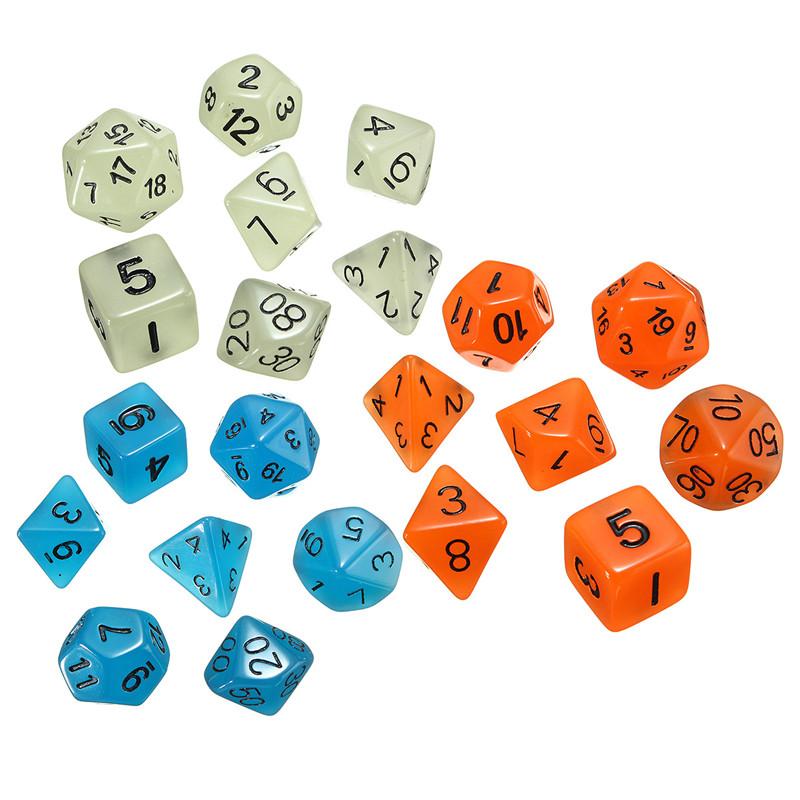 Glow In The Dark Polyhedral Dice Set
