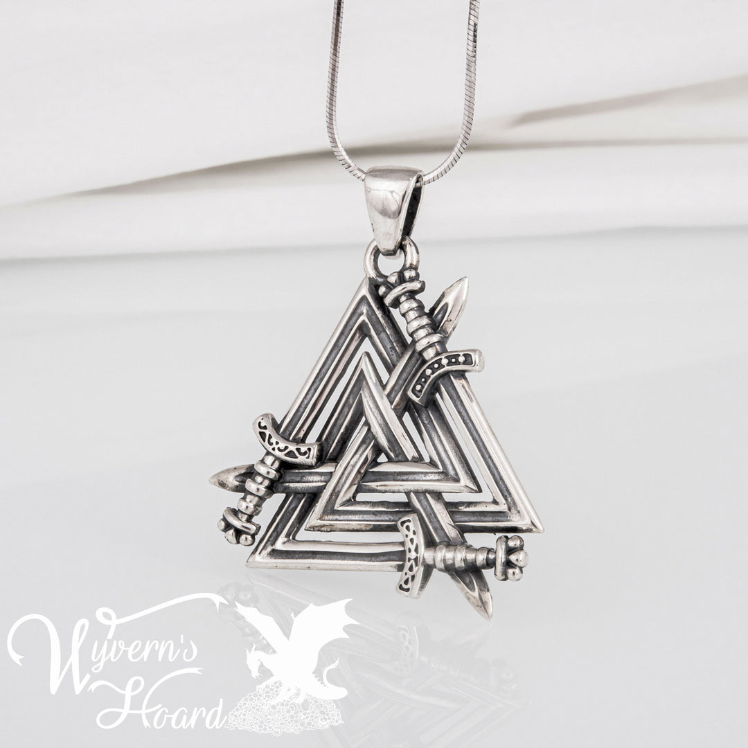 Tri-Swords Valknut Necklace