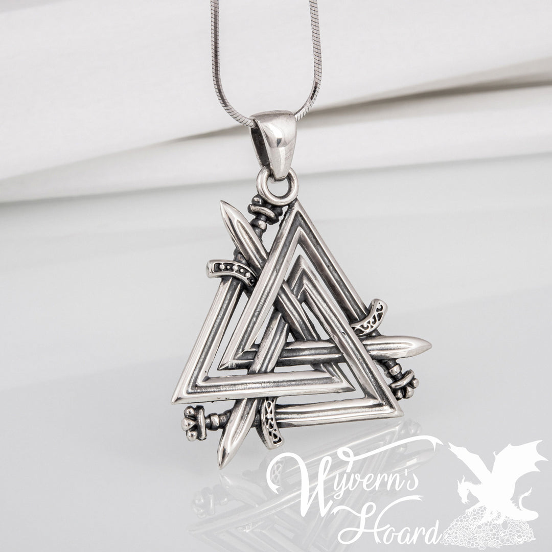 Tri-Swords Valknut Necklace