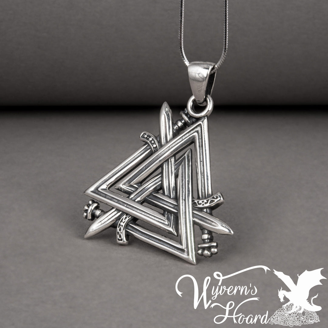 Tri-Swords Valknut Necklace
