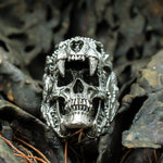 Aztec Jaguar Warrior Skull Ring - Wyvern's Hoard