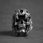 Aztec Jaguar Warrior Skull Ring - Wyvern's Hoard