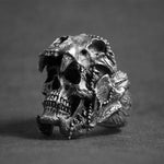 Aztec Jaguar Warrior Skull Ring - Wyvern's Hoard