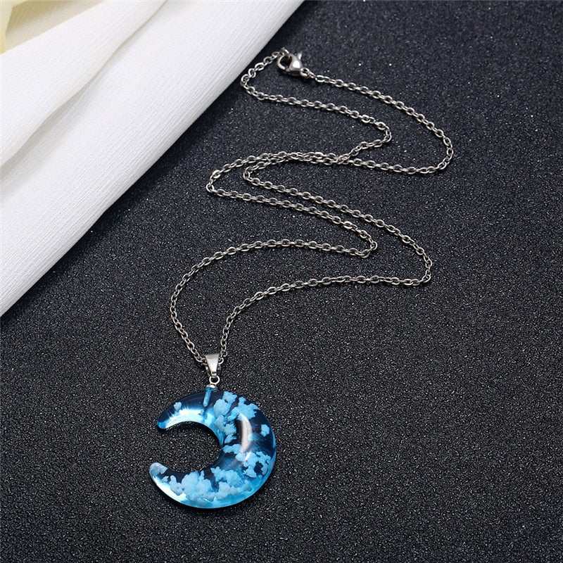 Cloudy Moon Bird Necklace