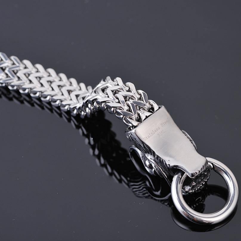 Double Dragon Heads Stainless Steel Bracelet - Wyvern's Hoard