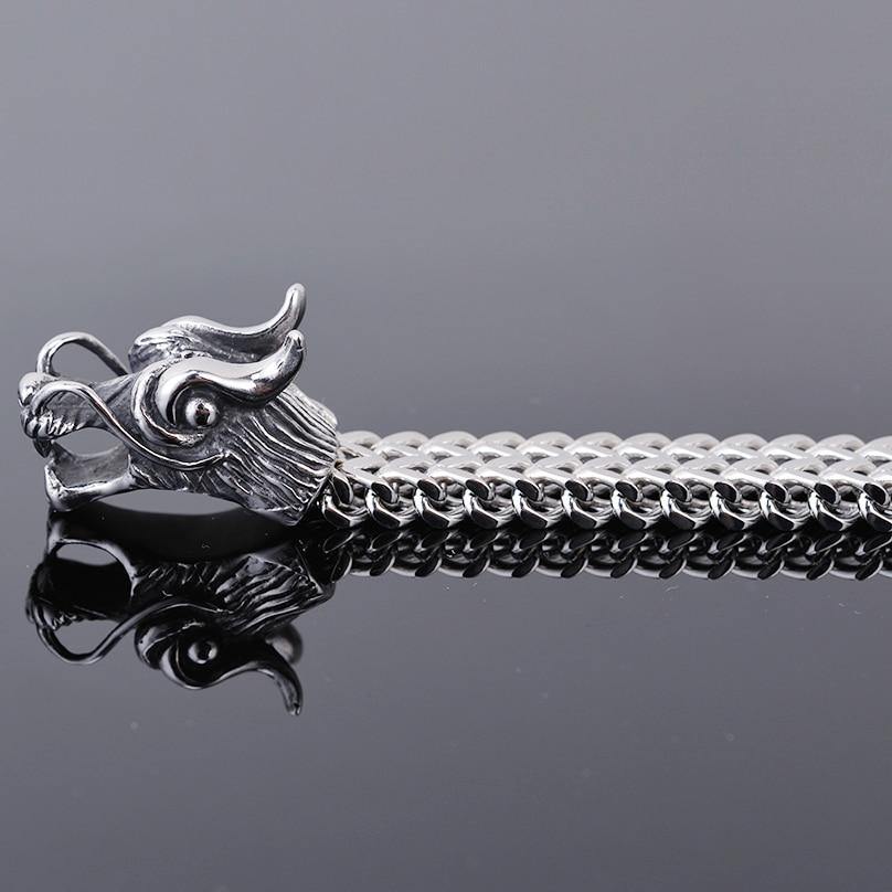 Double Dragon Heads Stainless Steel Bracelet - Wyvern's Hoard