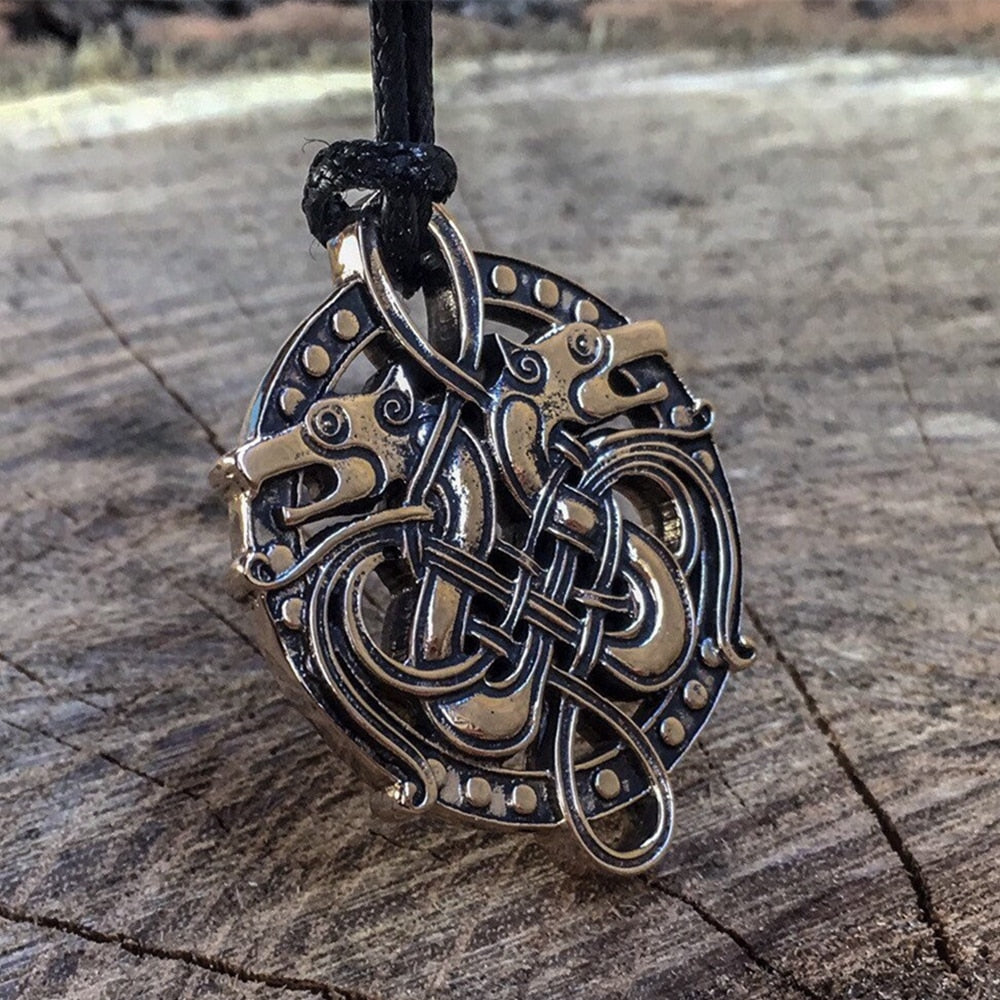 Celtic Twin Dragons Necklace