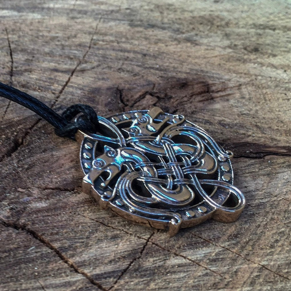 Celtic Twin Dragons Necklace