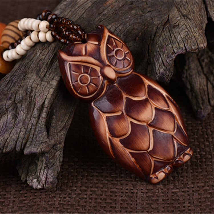 Wood Owl Necklace