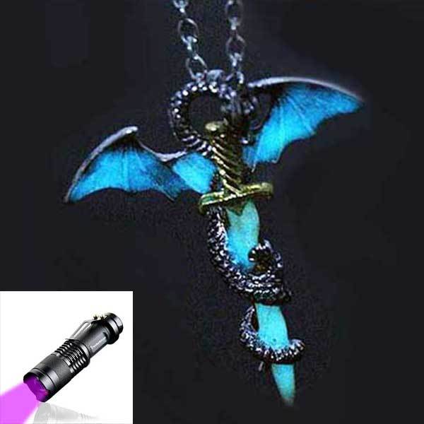 Dragon Sword Glow In The Dark Necklace