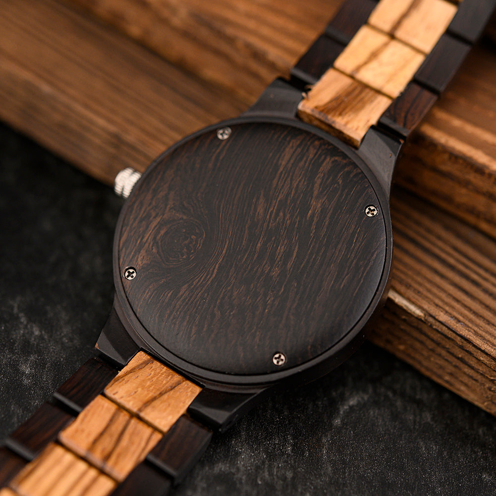 Valknut & Elder Futhark Runes Wooden Watch