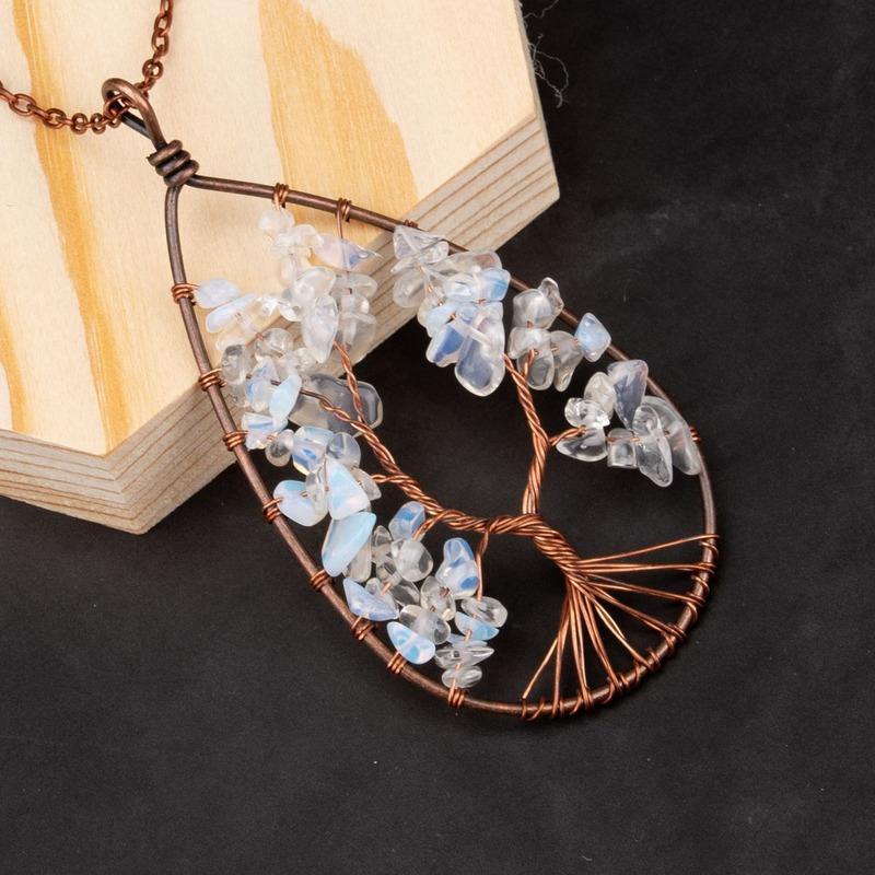 Tree of Life Crystal Droplet Necklace - Wyvern's Hoard