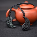 Obsidian Dragon & Phoenix Couple Necklaces - Wyvern's Hoard