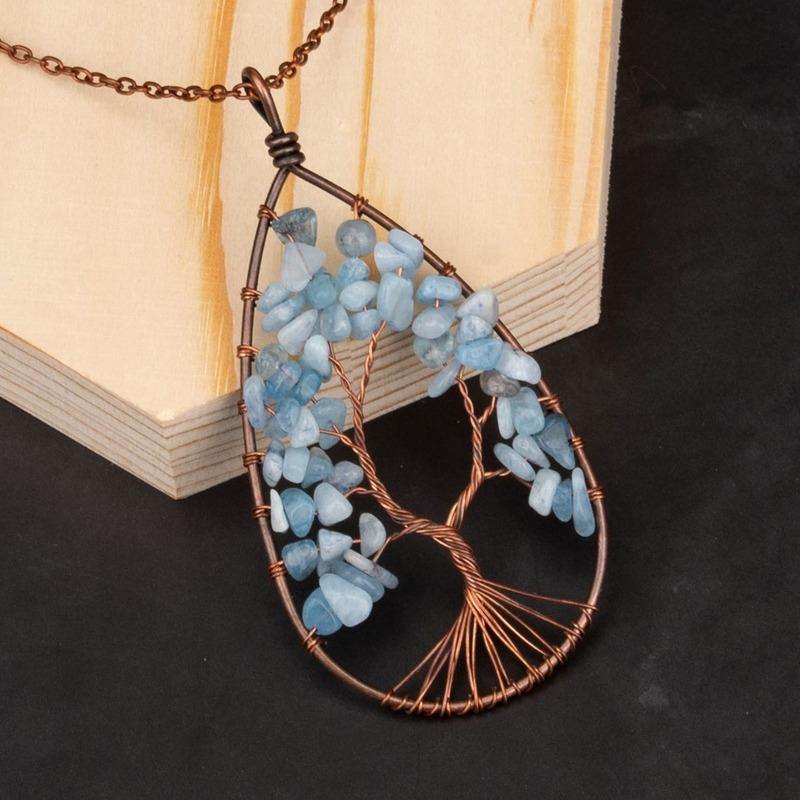 Tree of Life Crystal Droplet Necklace - Wyvern's Hoard