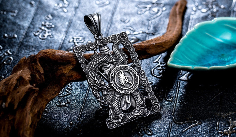 God of War Obsidian & Stainless Steel Necklace