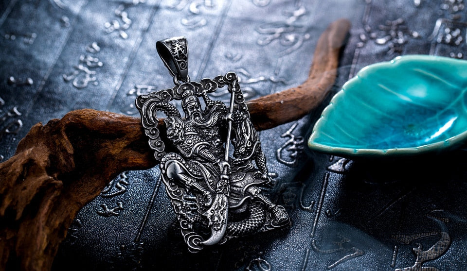 God of War Obsidian & Stainless Steel Necklace