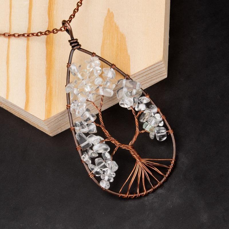 Tree of Life Crystal Droplet Necklace - Wyvern's Hoard
