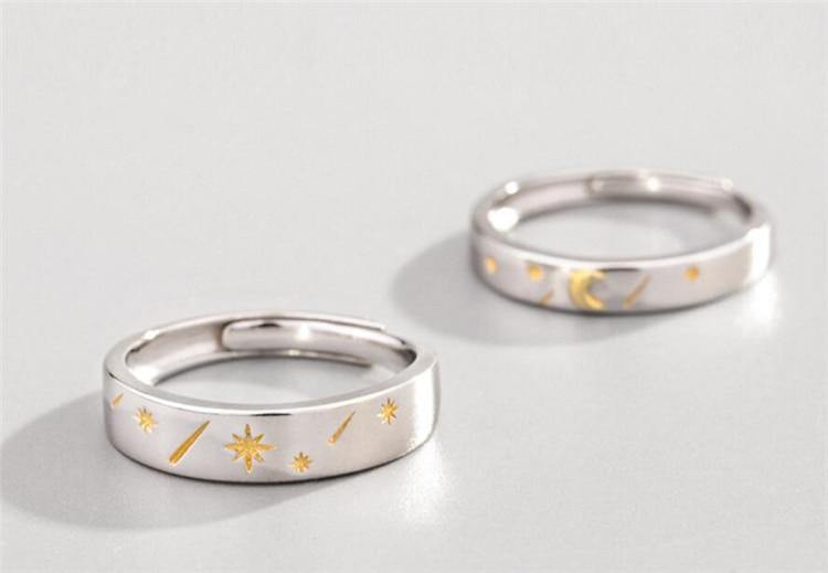 Sun Moon Stars Couple Rings - Wyvern's Hoard