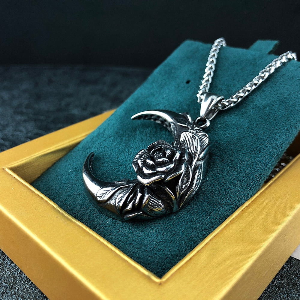 Rose Crescent Moon Necklace
