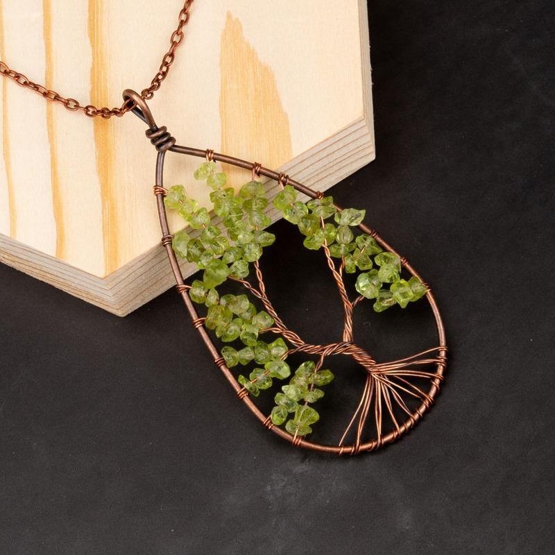 Tree of Life Crystal Droplet Necklace - Wyvern's Hoard