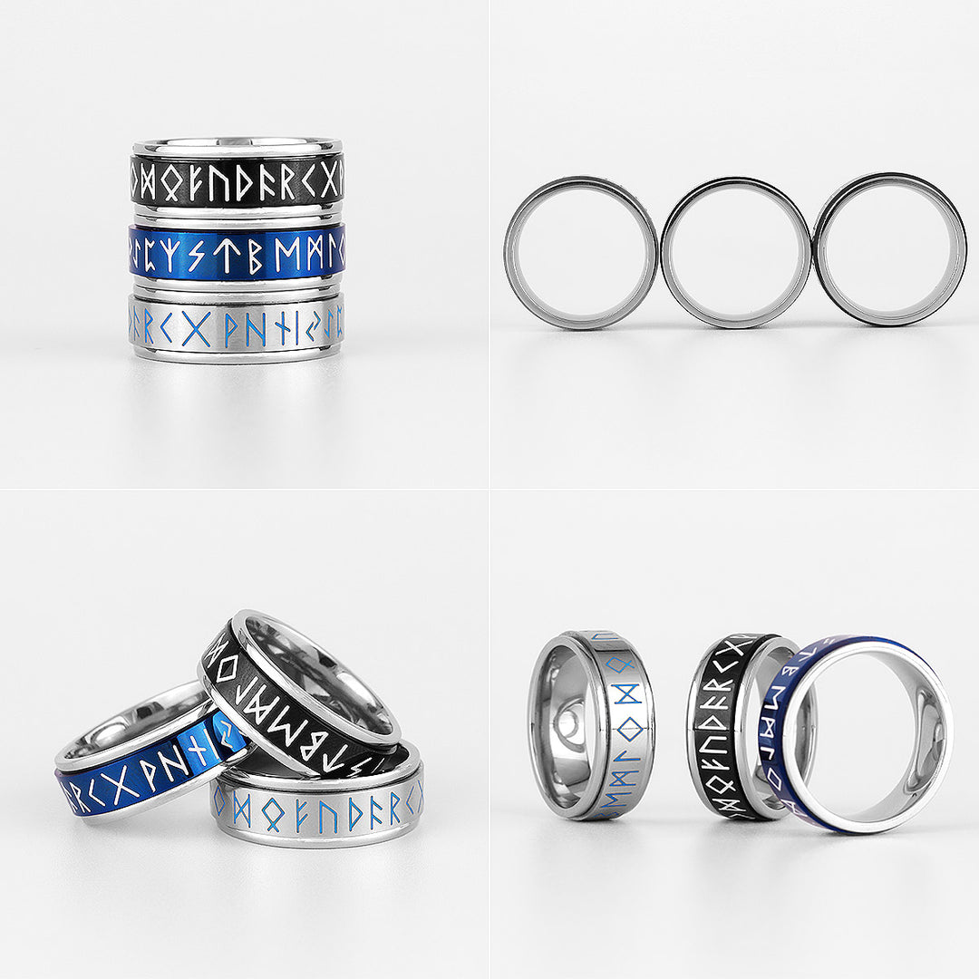 Glow in the Dark Viking Runes Spinner Rings