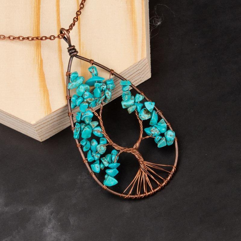 Tree of Life Crystal Droplet Necklace - Wyvern's Hoard