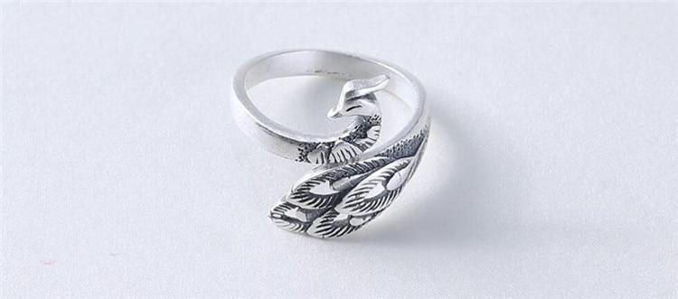Jubilant Silver Peacock Ring - Wyvern's Hoard