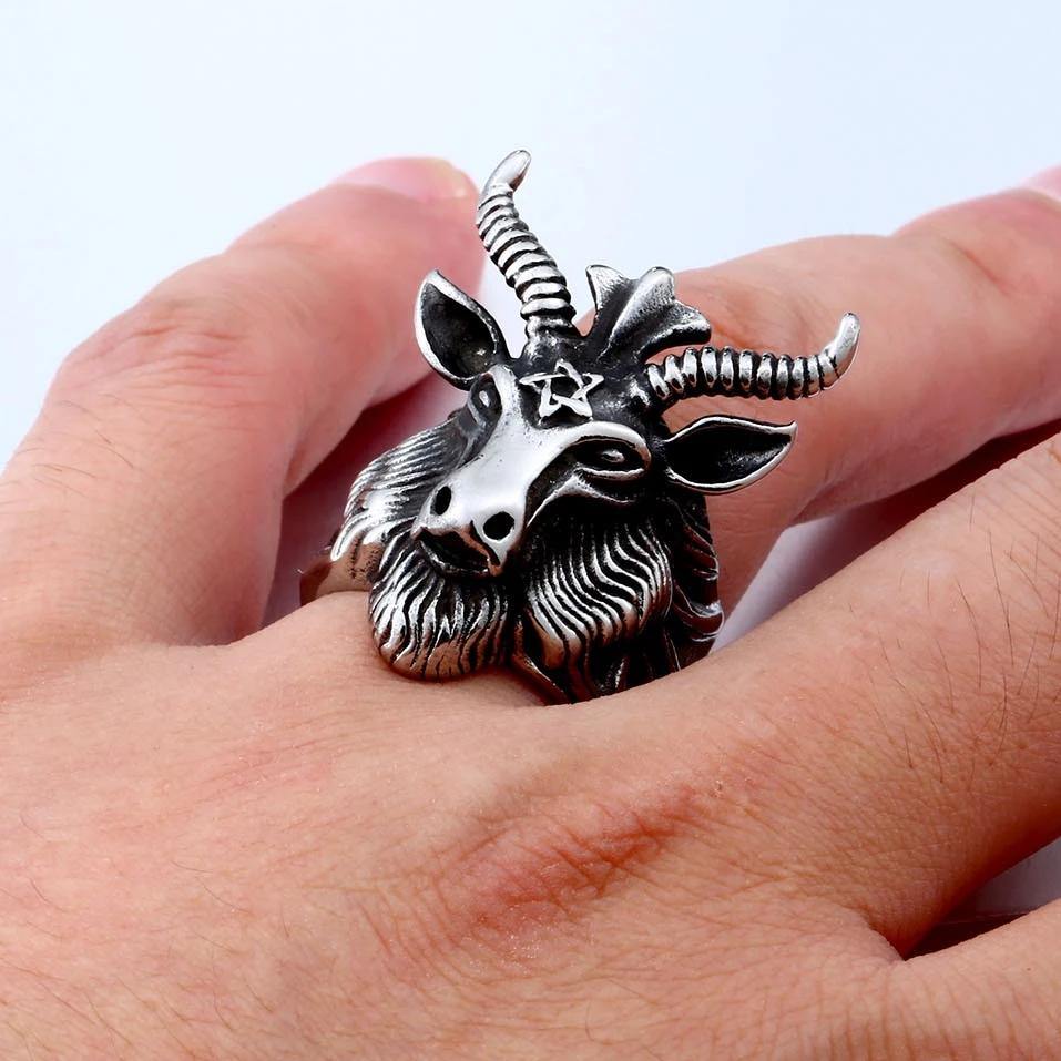 Baphomet Goat Head Ring - Wyvern's Hoard