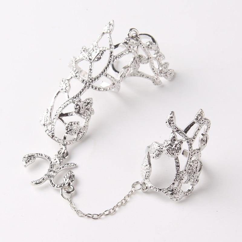 Crystal Flower Rhinestone Double Finger Rings - Wyvern's Hoard
