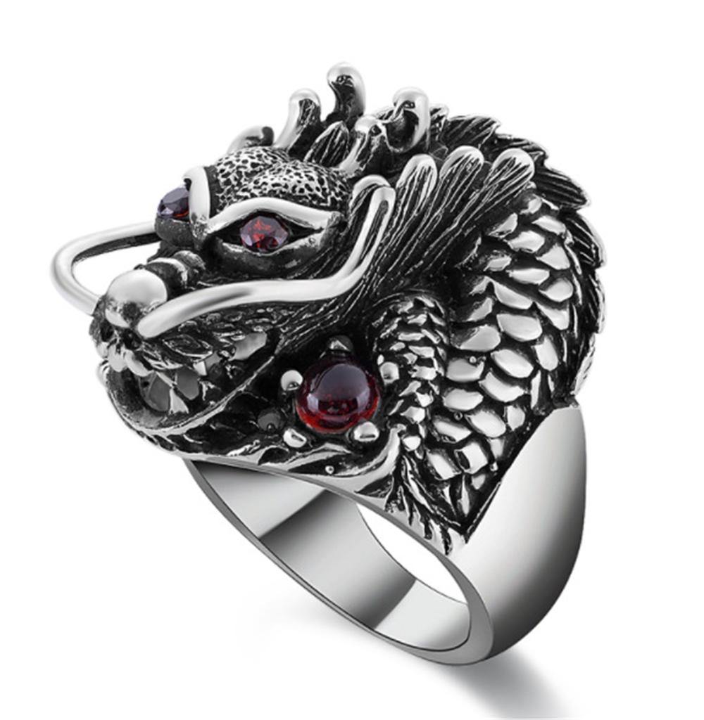 The Underworld Guardian Dragon Stainless Steel Ring - Wyvern's Hoard