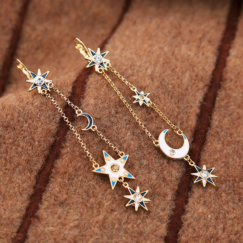 Celestial Moon & Star Drop Earrings
